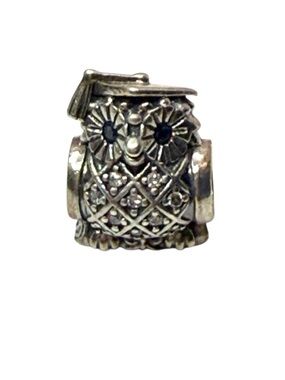 Retired Pandora Owl Graduation Charm Swiss Blue CZ 791502NSB